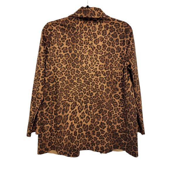 Ruby Rd Leopard Jacket Soft Faux Suede Open Jacket Size Petite Small - Picture 2 of 12